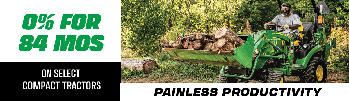 Reclaim Your Weekend with 0% for 72 Months on Compact Tractors. 