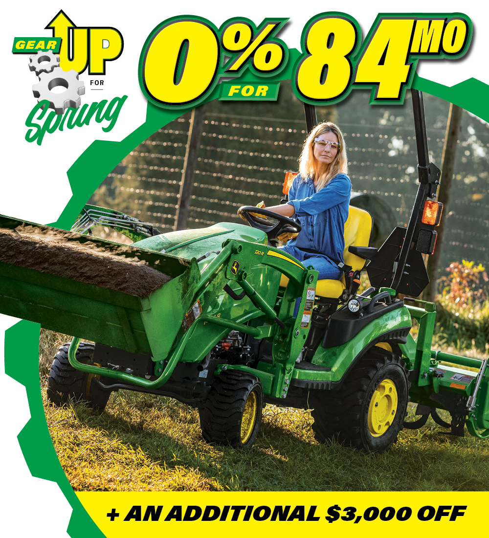 0 percent for 84 Months on compact tractors